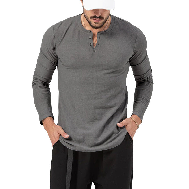 Herrer Langærmet skjorte med mode Henley-udskæring og praktiske knapper Stilla