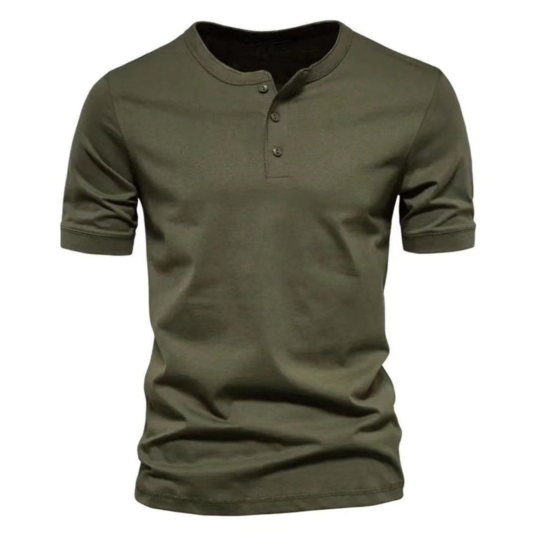 Herrer Kortærmet Henley-T-shirt med moderne knaplukning og afslappet pasform Stilla