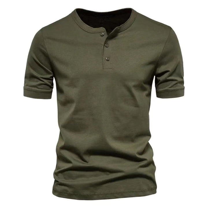 Herrer Kortærmet Henley-T-shirt med moderne knaplukning og afslappet pasform Stilla