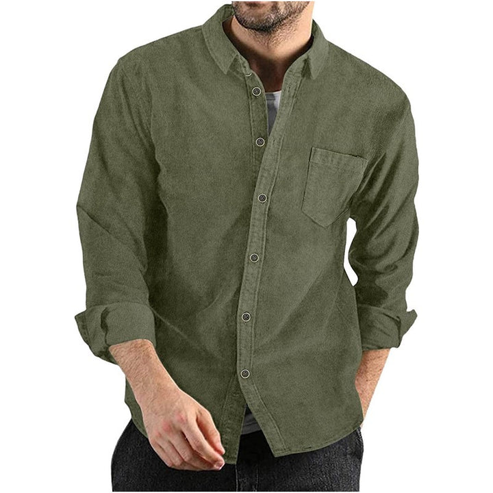 Herrer cordskjorte med button-down krave og brystlomme Stilla