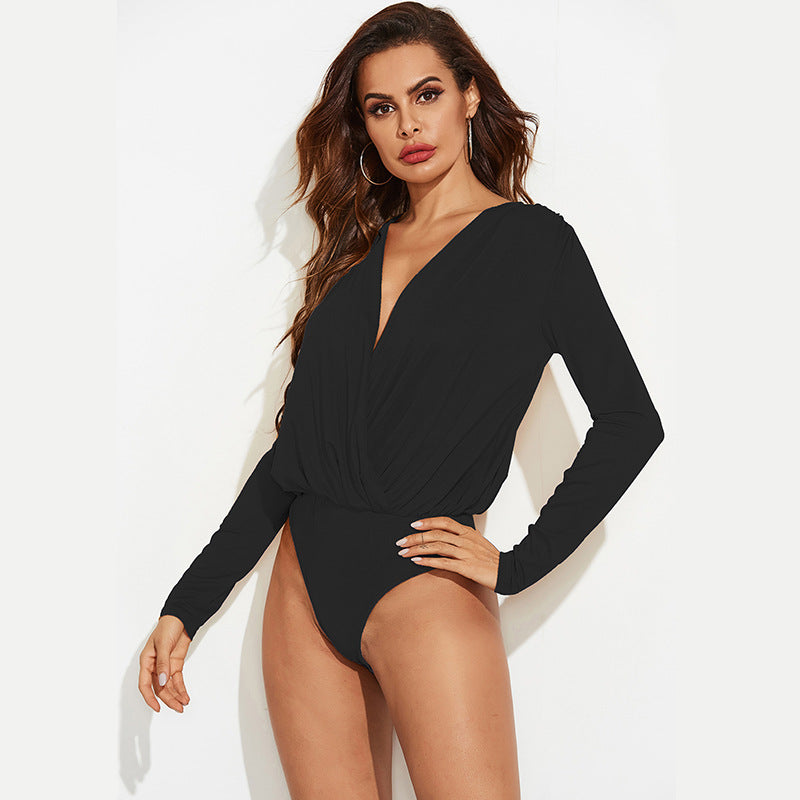 Damer Elegant Body med V-hals og Lange Ærmer Stilla