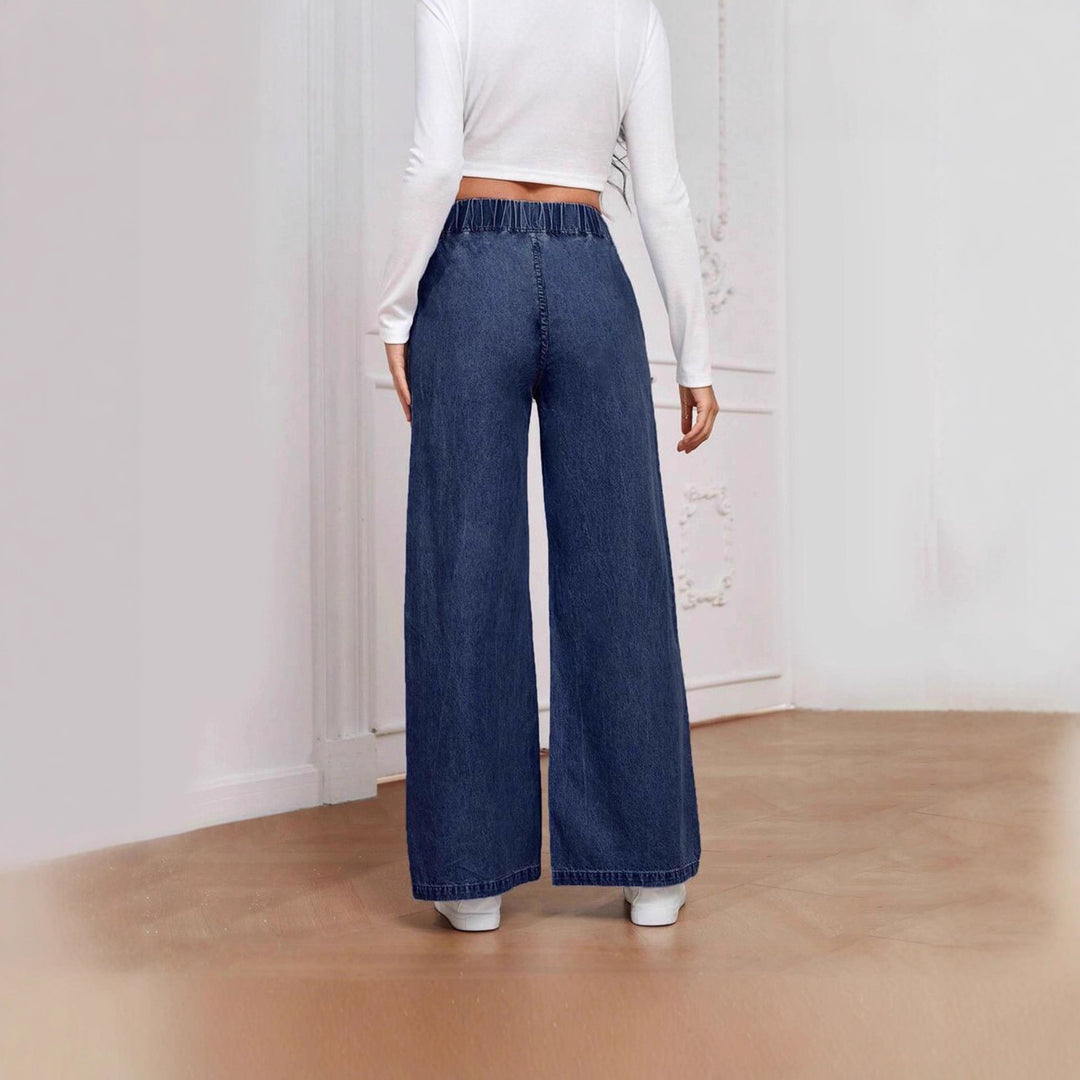 Damernes lette højtaljede jeans med elastisk talje og elegant snit Skovae
