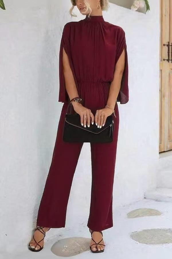 Dame elegant jumpsuit med vid ben og chiffonærmer Skovae