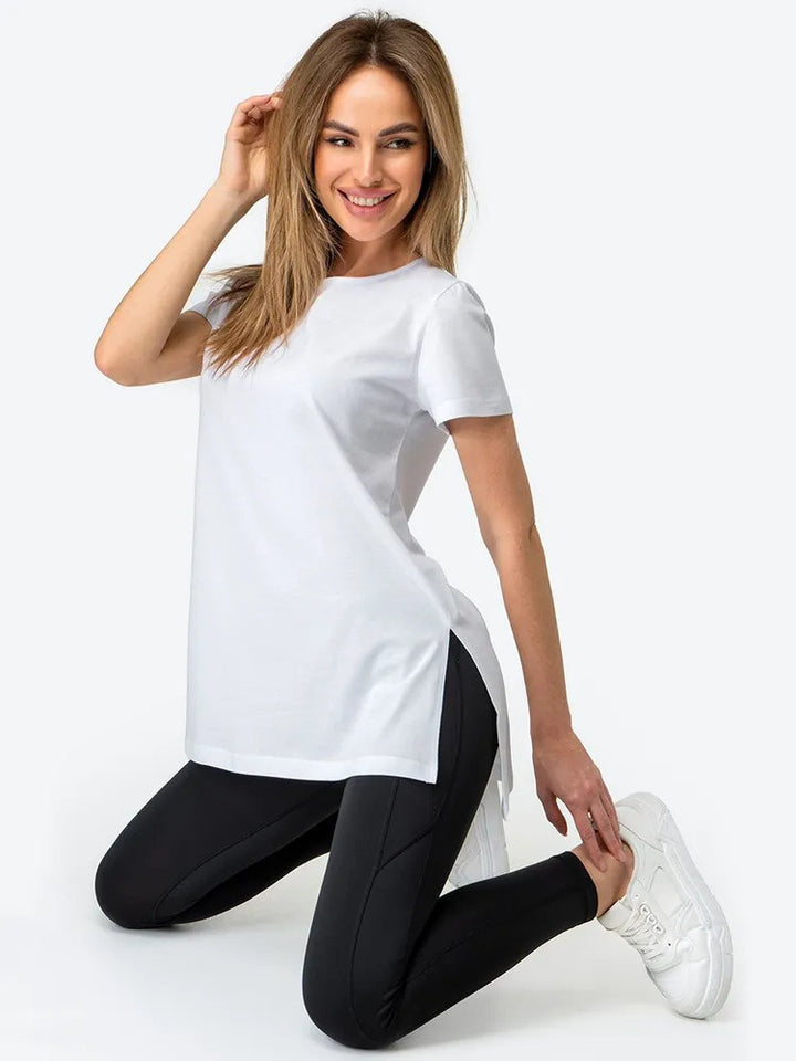 Kvinder casual longline T-shirt med sideslids og høj bærekomfort Skovae