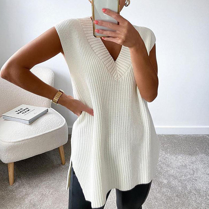 Dame Mode Strikpullover-Vest Stilla