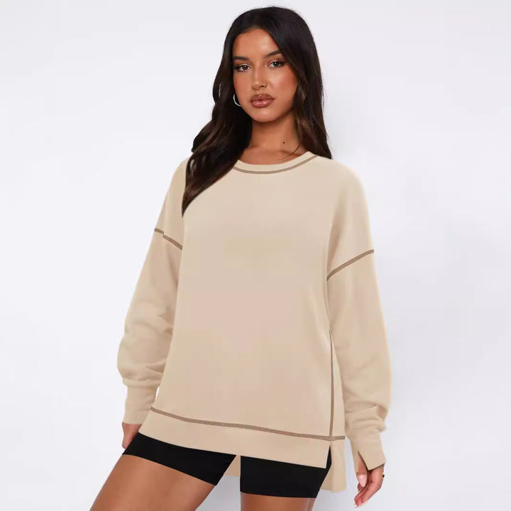 Dame afslappet sweatshirt med fashionabel pasform og overdimensionerede ærmer Stilla