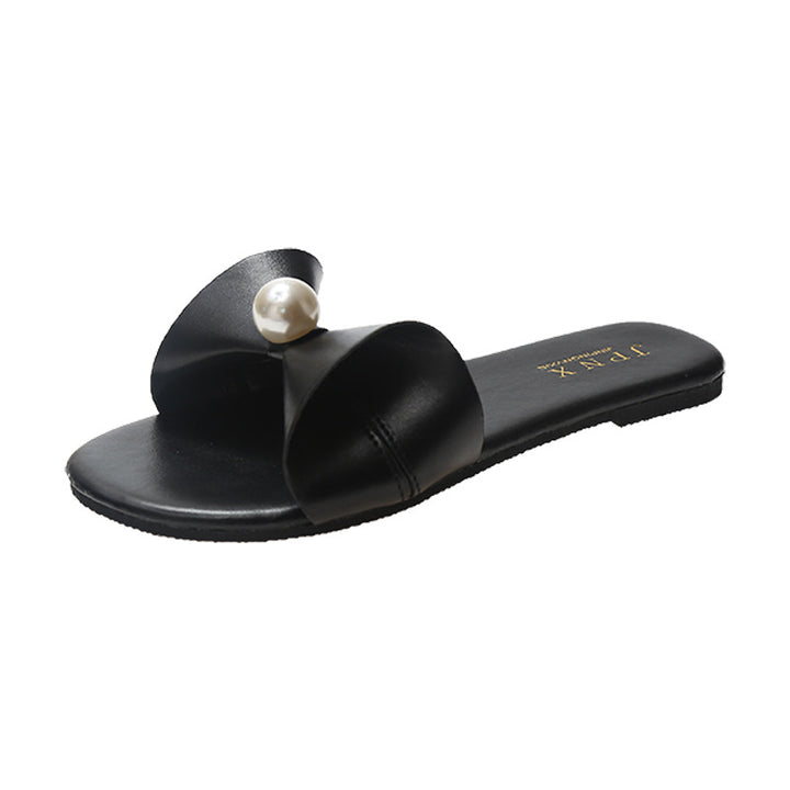 Dame moderne Slide Sandaler med perlemorsfarvet sløjfedetalje Stilla