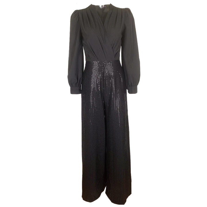 Damer elegant overall med glitrende palietter og lang skæring Stilla