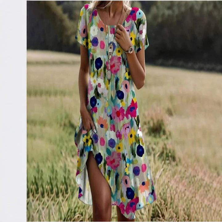 Damer Floral Maxikjole med sidelukning og lette folder Stilla