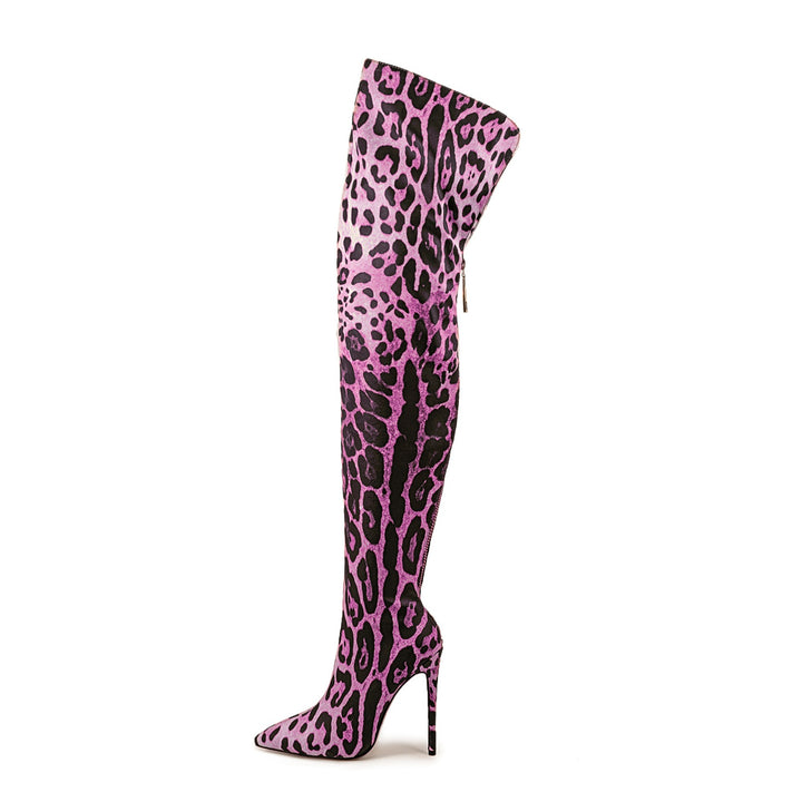 Femme Over-the-Knee Stiletto-støvler med dyreprt design Stilla