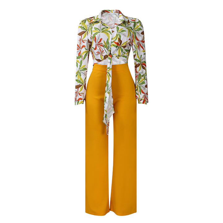 Dame Elegant og farverigt ensemble med vide ben Stilla
