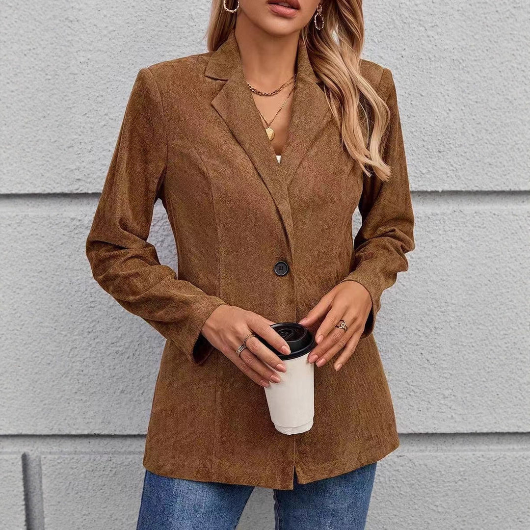 Kvinders elegante blazer lavet af velour blødt stof med en struktureret overflade Stilla