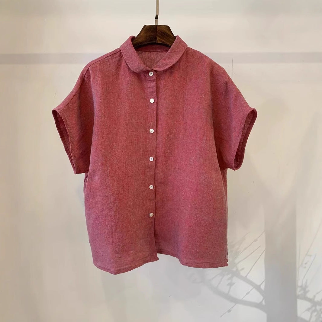 Femme Kortærmet Afslappet Fit Button-Up Skjorte Stilla