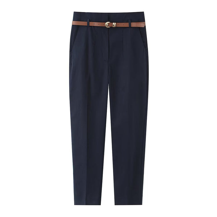 Dame elegant Chino bukser med praktiske lommer og moderne bælte Skovae