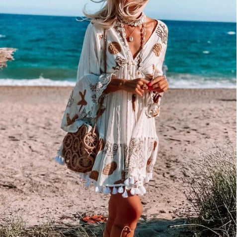 Dame Strandkjole med Boho-elementer Stilla