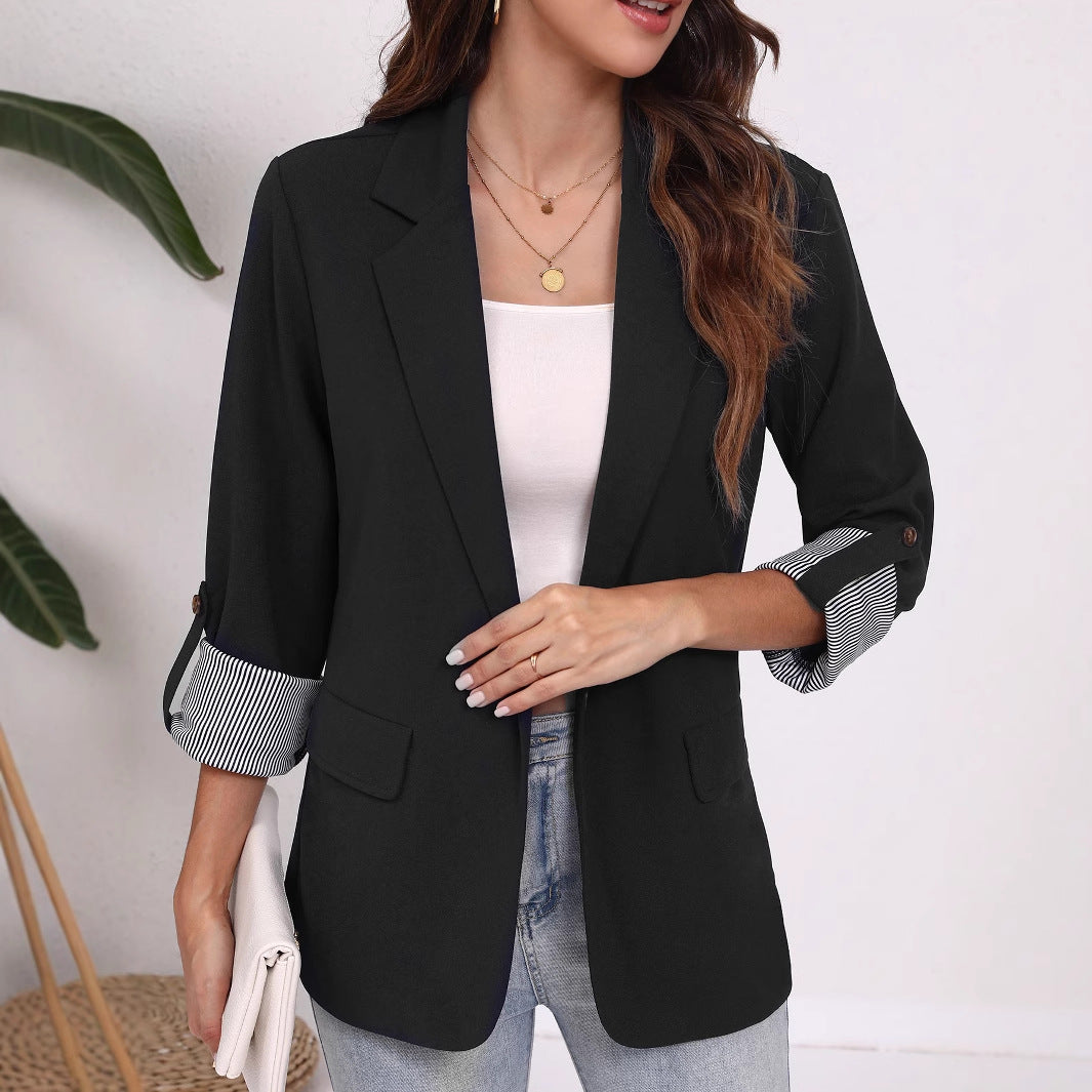 Dame Elegant Blazer med stribede ærmer og klassisk snit Stilla