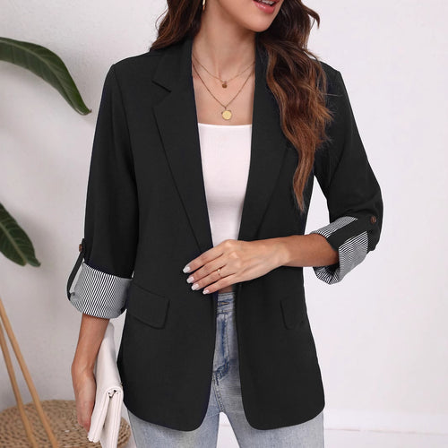 Dame Elegant Blazer med stribede ærmer og klassisk snit Stilla
