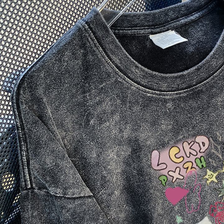 Dame T-shirt med kreativt tryk og afslappet snit Stilla
