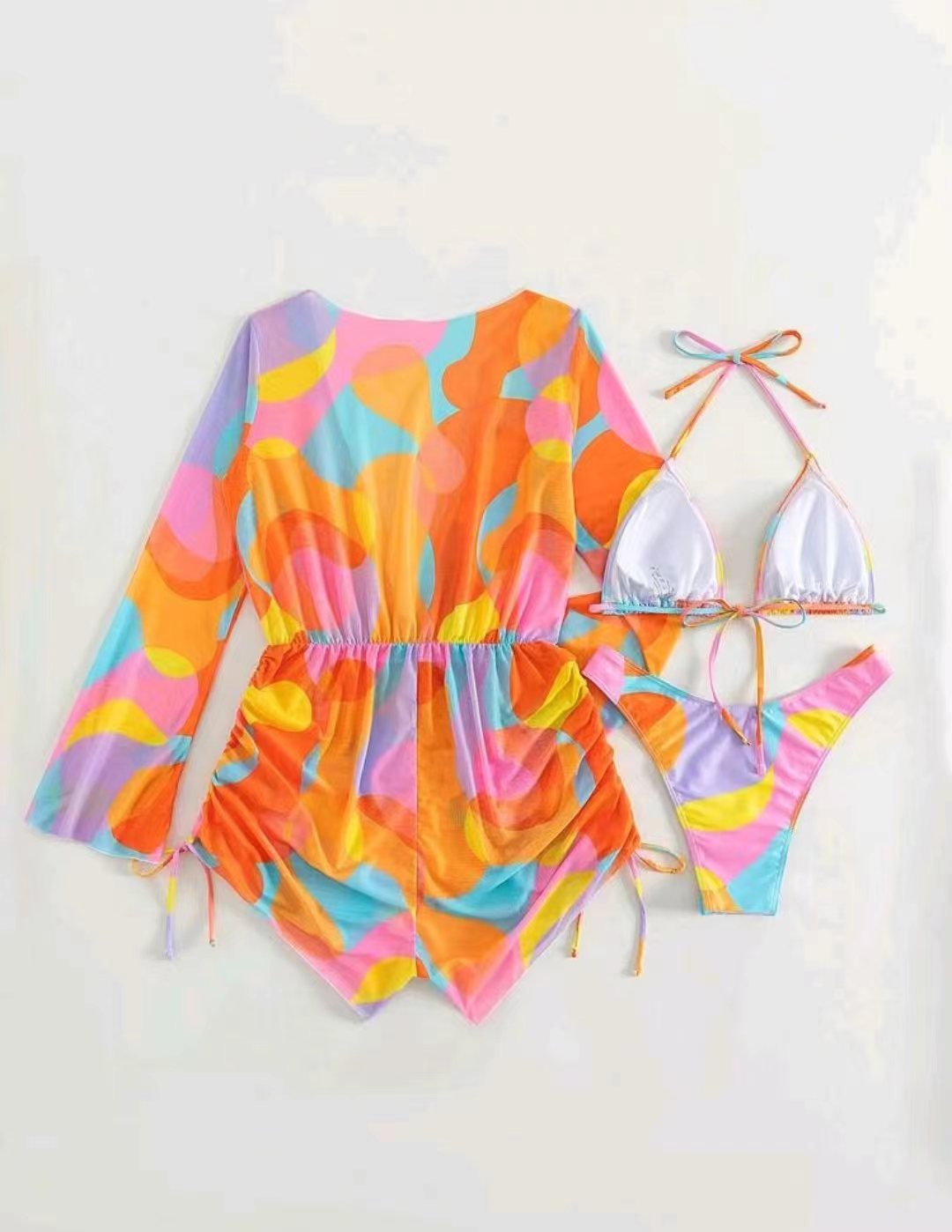 Damel Wrap-swimwear med lange ærmer og moderne mønster Skovae