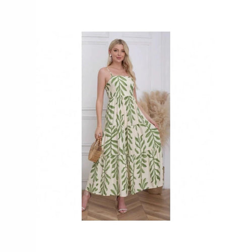 Dame lagdelt blomsterkjole maxi med justerbare spaghetti stropper Stilla