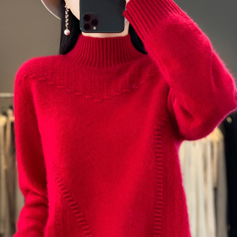 Kvinders strik sweater med struktureret krave og asymmetrisk snit Stilla