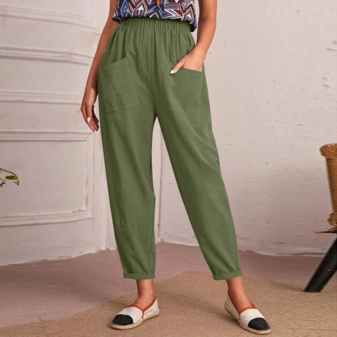 Dame Relaxed Fit Bukser med elastisk talje og praktiske lommer Stilla