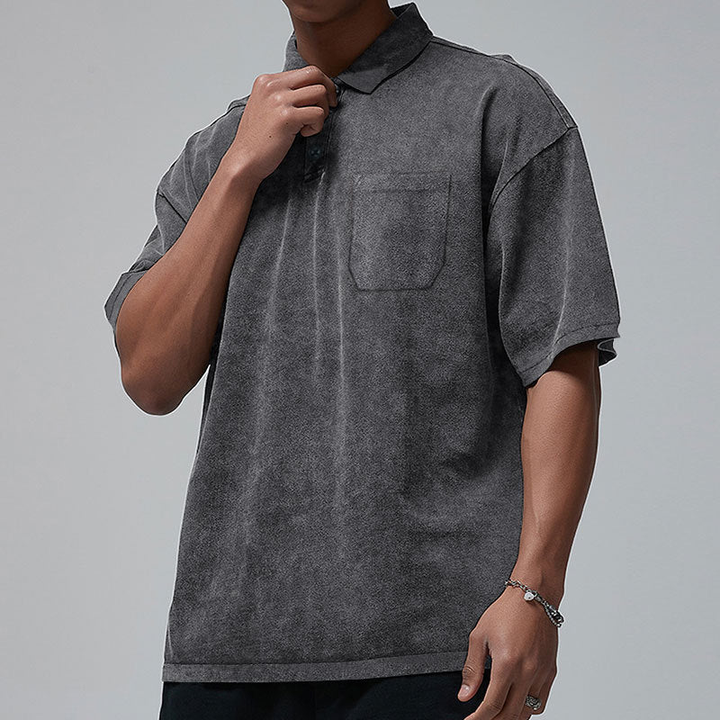 Herren afslappet poloshirt med brystlomme og mode design Stilla