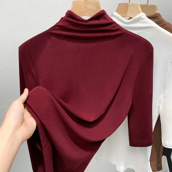 Dame Langærmet skjorte med moderne stålkrave og elegant drapering Stilla