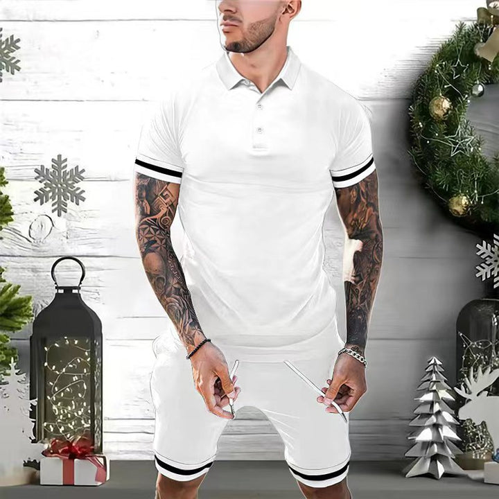 Herrer Sporty Kortærmet Poloshirt med kombineret Shorts-sæt Stilla