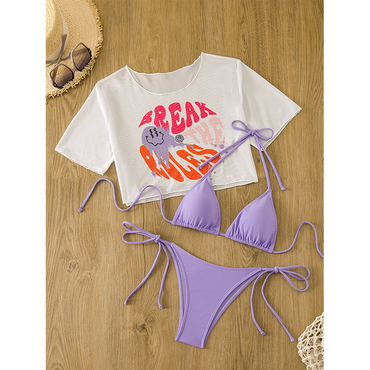 Femme Stilfuld Tie-Front Triangle Bikini Sæt med Crop Top Stilla