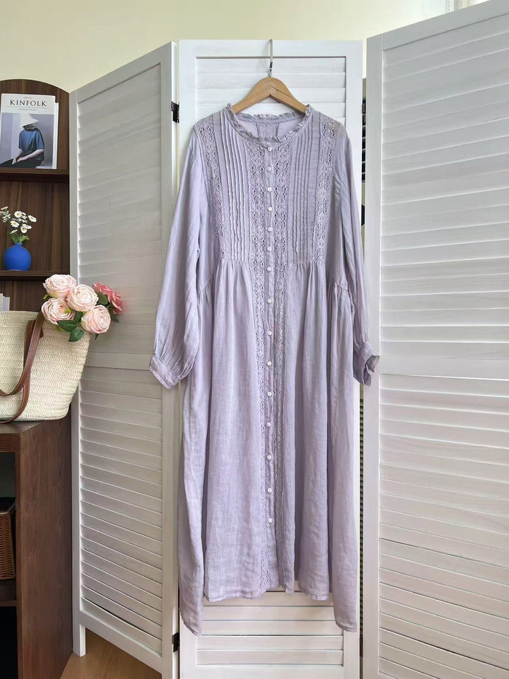 Femme Boho Maxi Kjole med kompliceret blonde Detalje Stilla