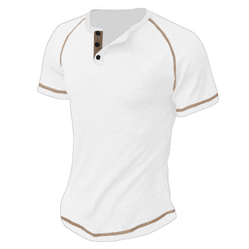 Herrer Kortærmet Henley T-shirt med elegant knapdesign Stilla