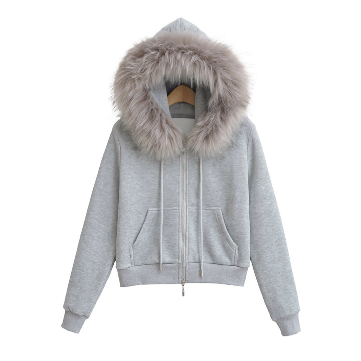 Dame Hoodie med aftagelig kunstpels og moderne snit Stilla