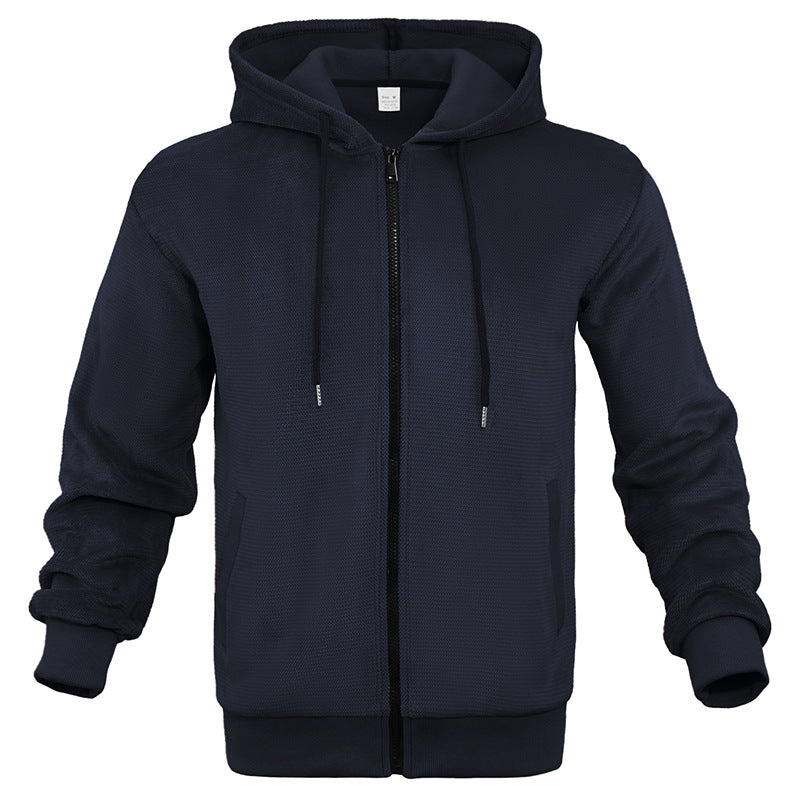 Herre åndbar fleece-hoodie med hel lynlås Stilla