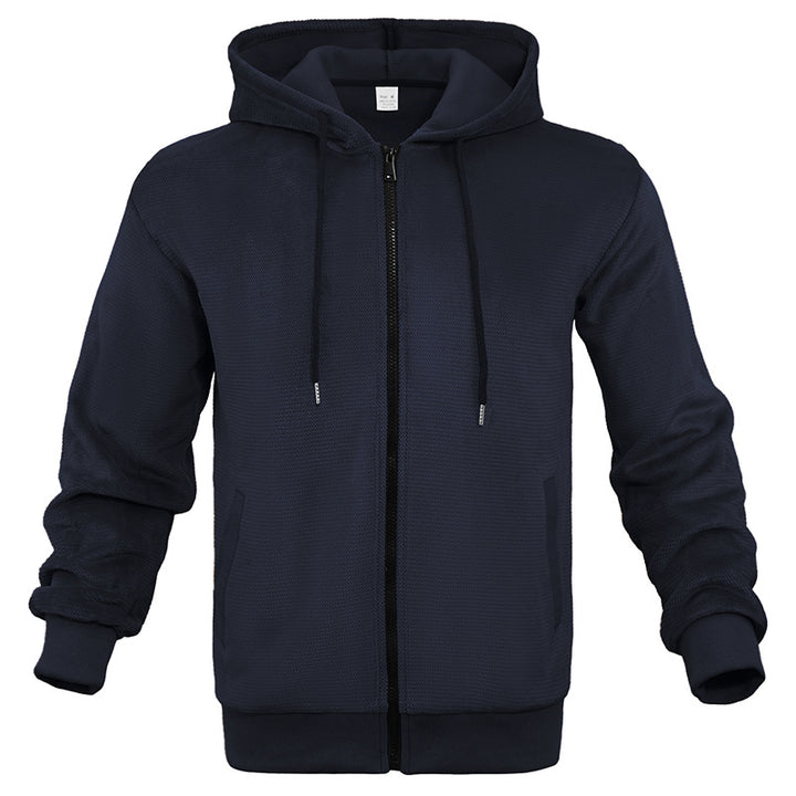 Herre åndbar fleece-hoodie med hel lynlås Stilla