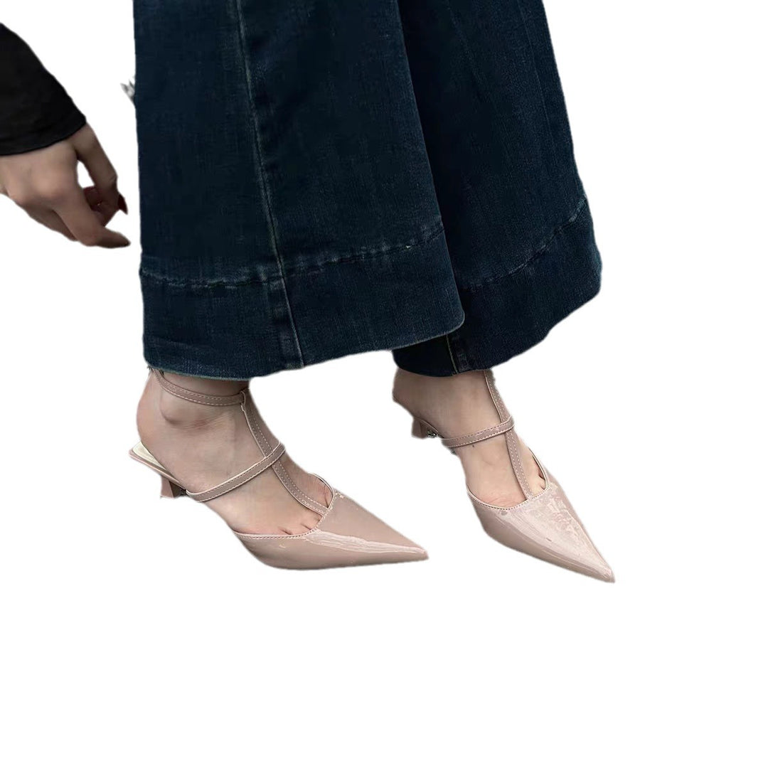 Dame spids-tå slingback hæle med klodset arkitektonisk hæl Stilla