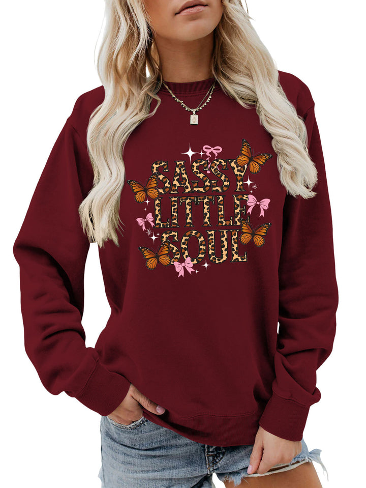 Kvinders sweatshirt med kunstnerisk sommerfugledesign Stilla