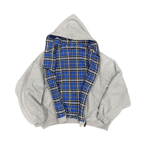 Unisex nan foretakket hættetrøje med ternet flannel foder og lynlås Skovae