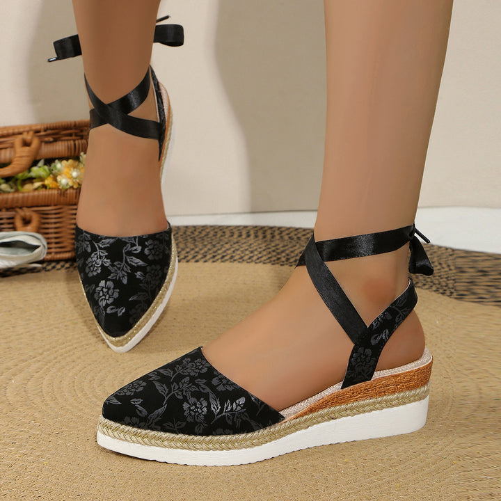 Dame elegante Espadriller med dekorativ rem og højkvalitets sål Stilla