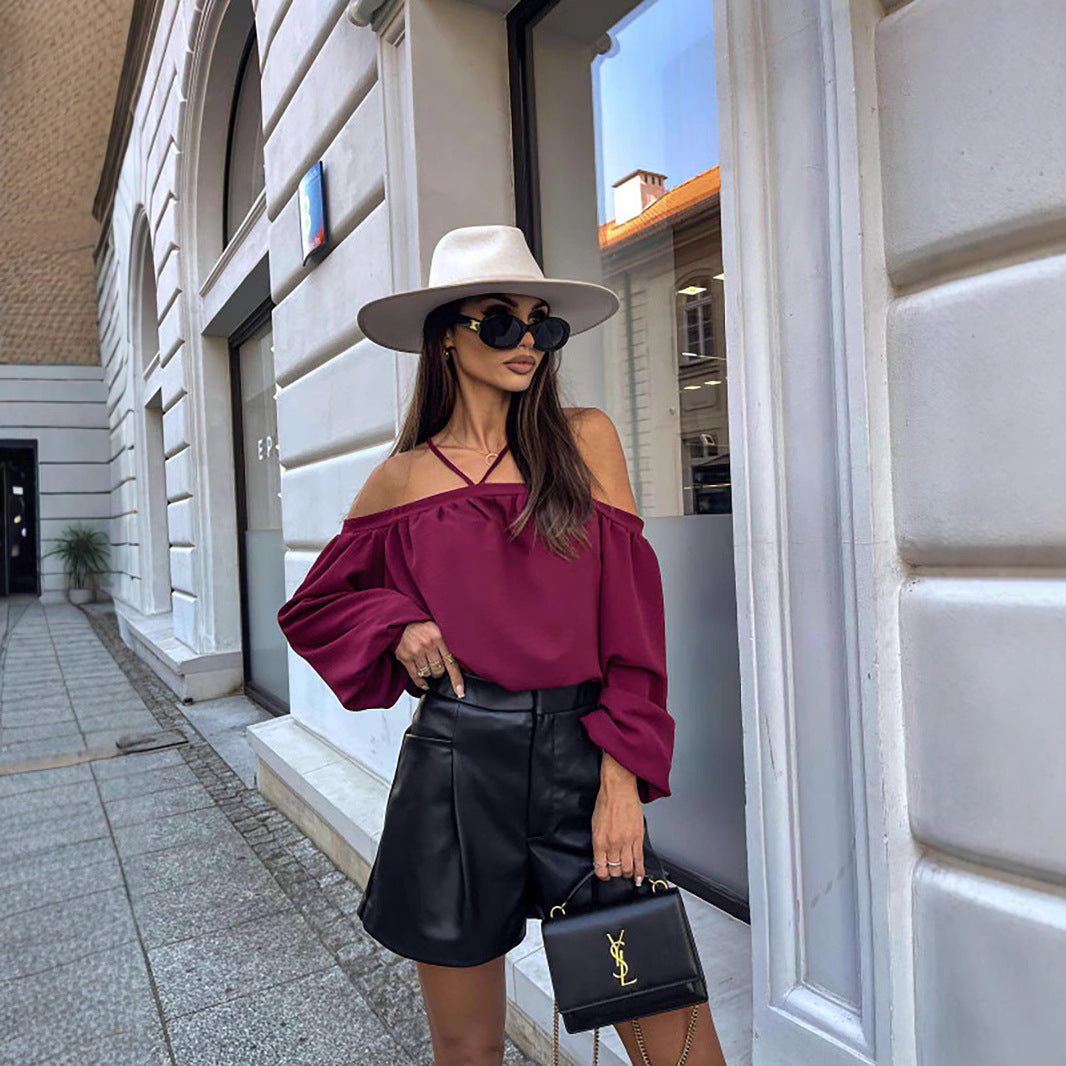 Dame Off-Shoulder Bluse med Leopardmønster Stilla