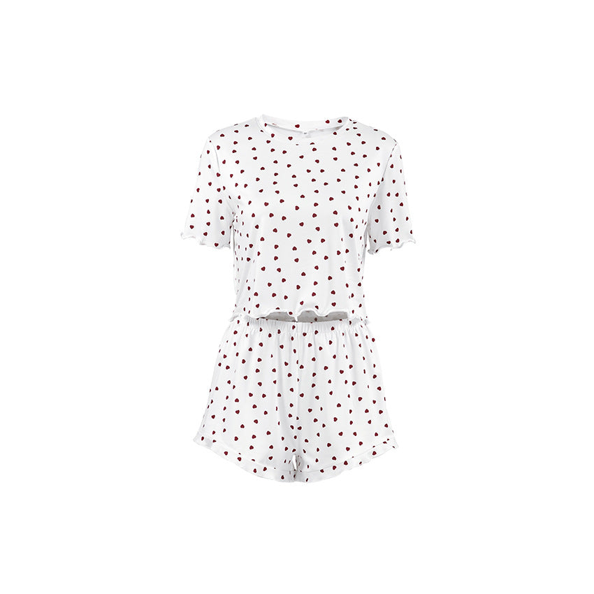 Dame fritids-pyjamasæt med hjerteformet design og elastisk talje Stilla