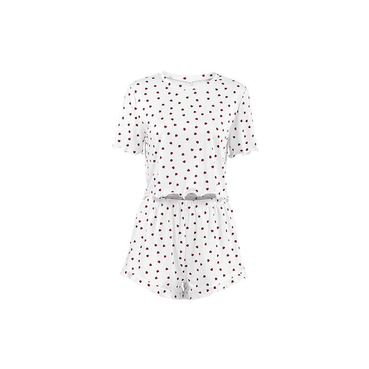 Dame fritids-pyjamasæt med hjerteformet design og elastisk talje Stilla