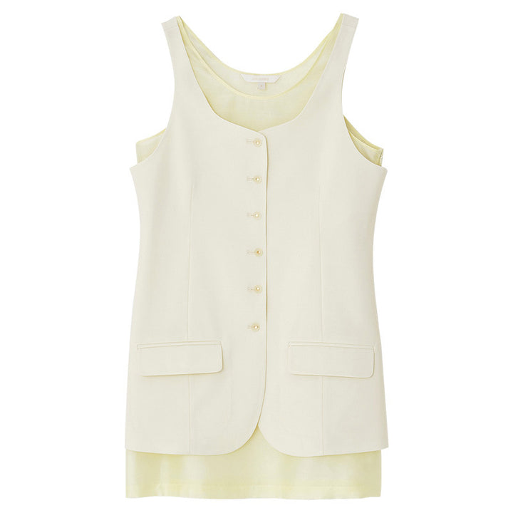 Dame ærmeløs blazer-vest med klassiske knapper og lommer Stilla