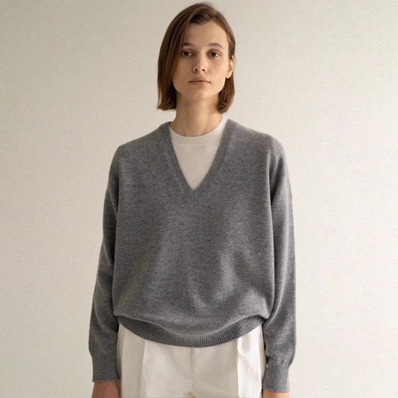 Dame V-hals sweater i høj kvalitet cashmere uld Stilla