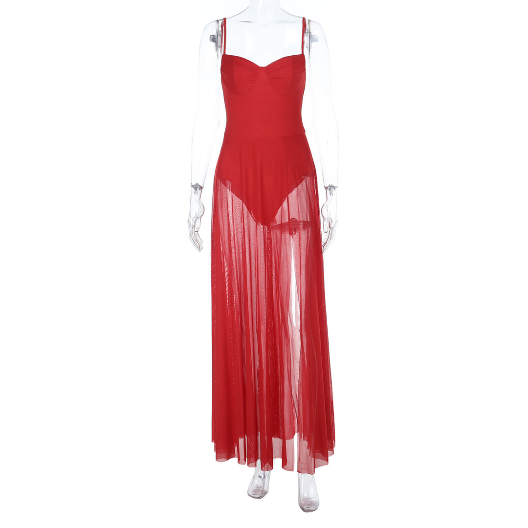Dame Gennemsigtig Maxi-Kjole med elegant Bustier-Detalje