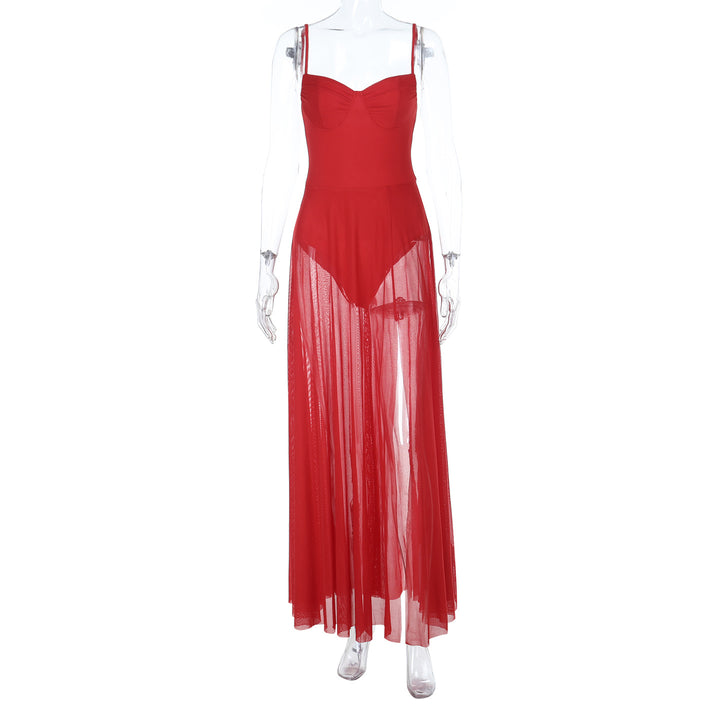 Dame Gennemsigtig Maxi-Kjole med elegant Bustier-Detalje