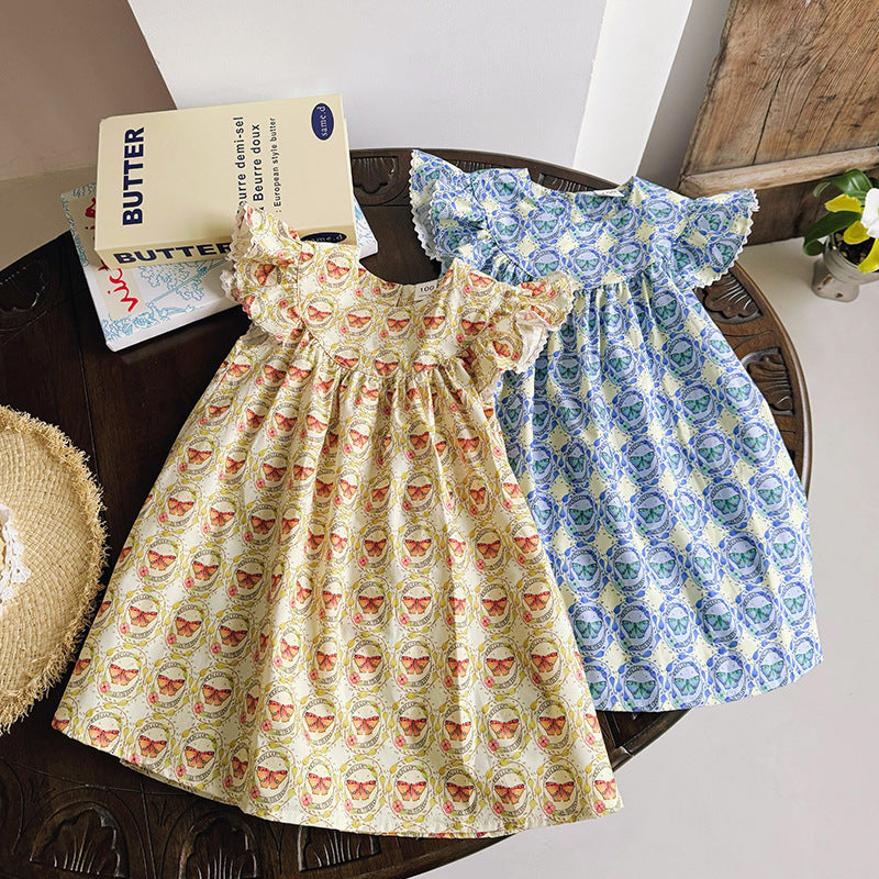 Pige Floral Print Ruffles Kjole Stilla