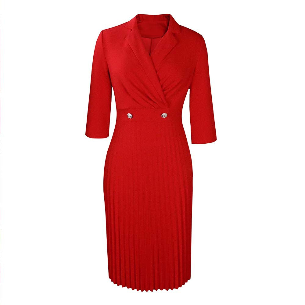 Dame Plisseret Blazer-kjole med figursyet silhuet og elegant knapdetalje Stilla