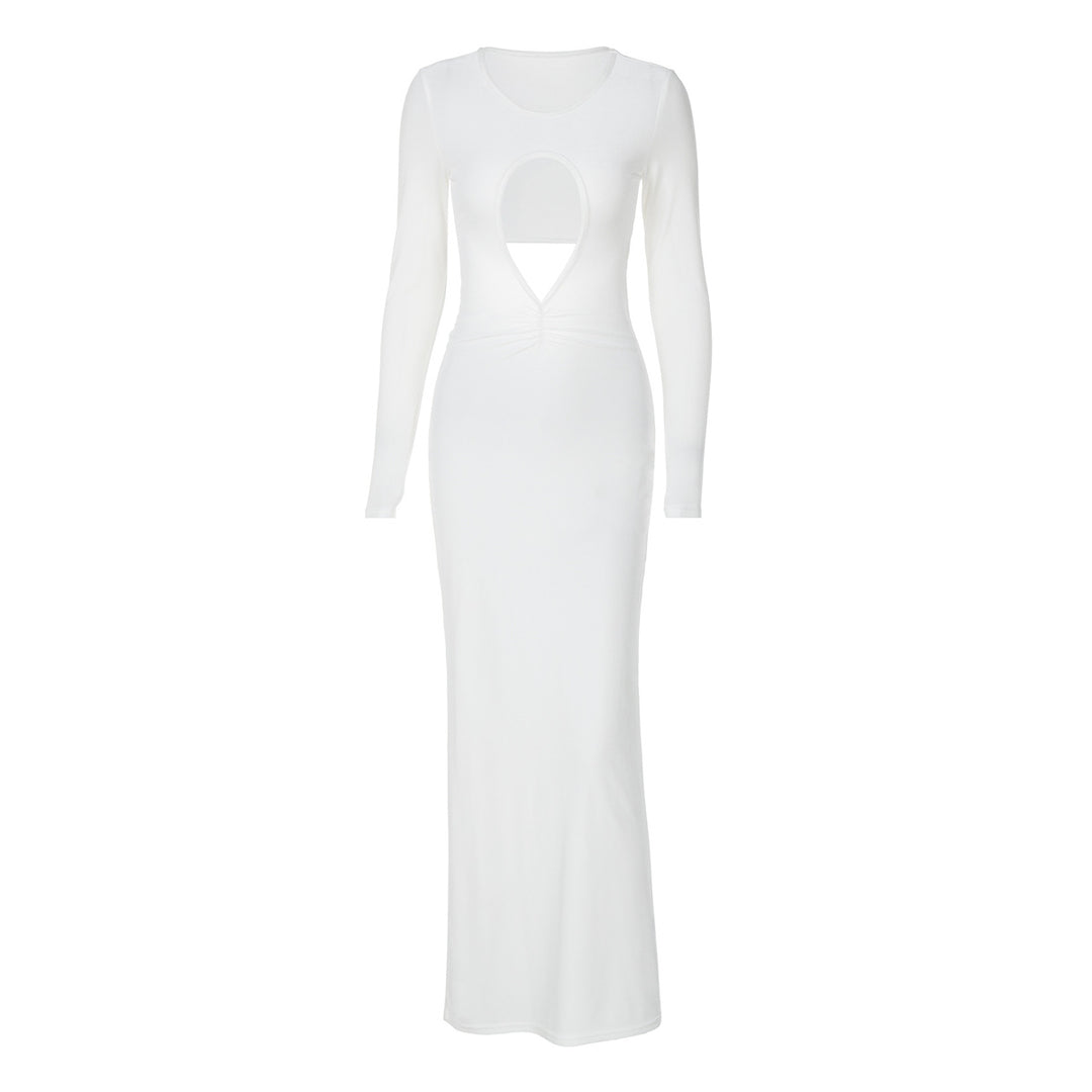Dame Elegant Langærmet Maxikjole med innovativ Cut-Out og tætsiddende snit Stilla
