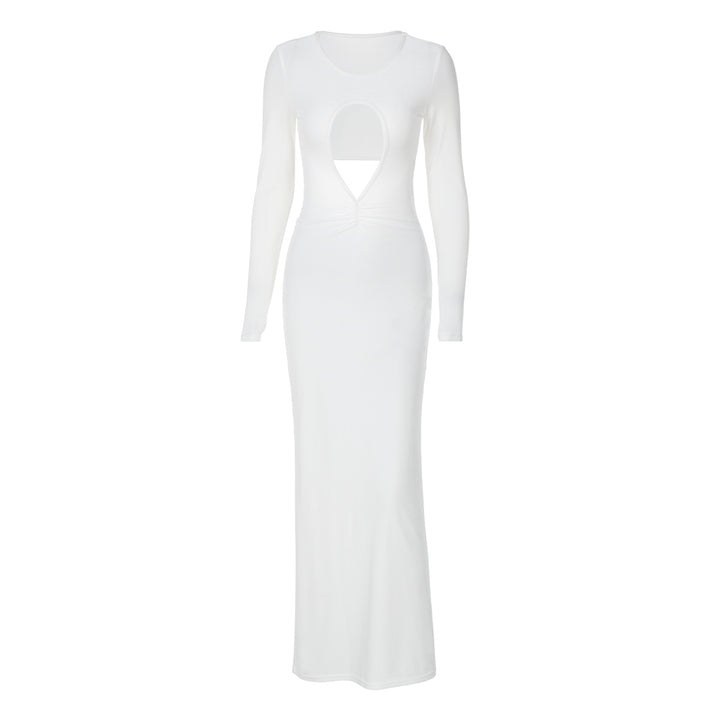 Dame Elegant Langærmet Maxikjole med innovativ Cut-Out og tætsiddende snit Stilla